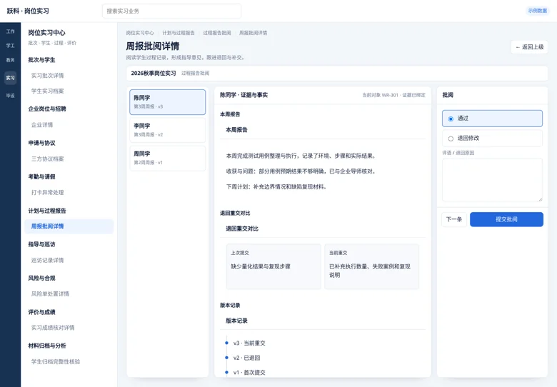 岗位实习PC周报批阅